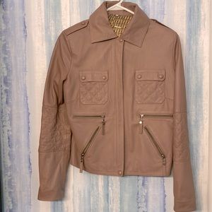 Leather jacket (Pelica) in antique pink lined in pure silk